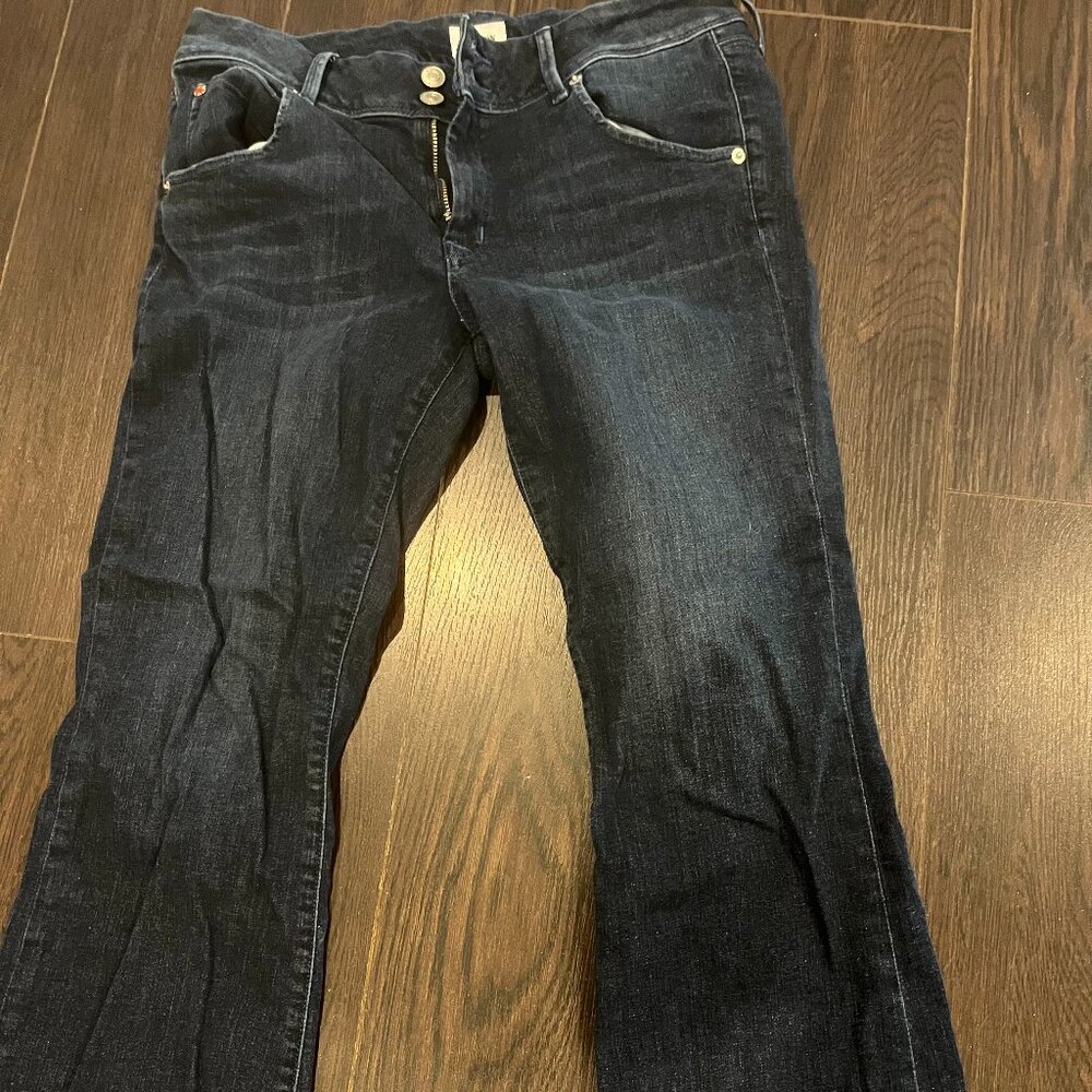 HUDSON Jeans Womens 30 Blue Collin Mid Rise Bootcut Crop Flap Pockets Dark Denim